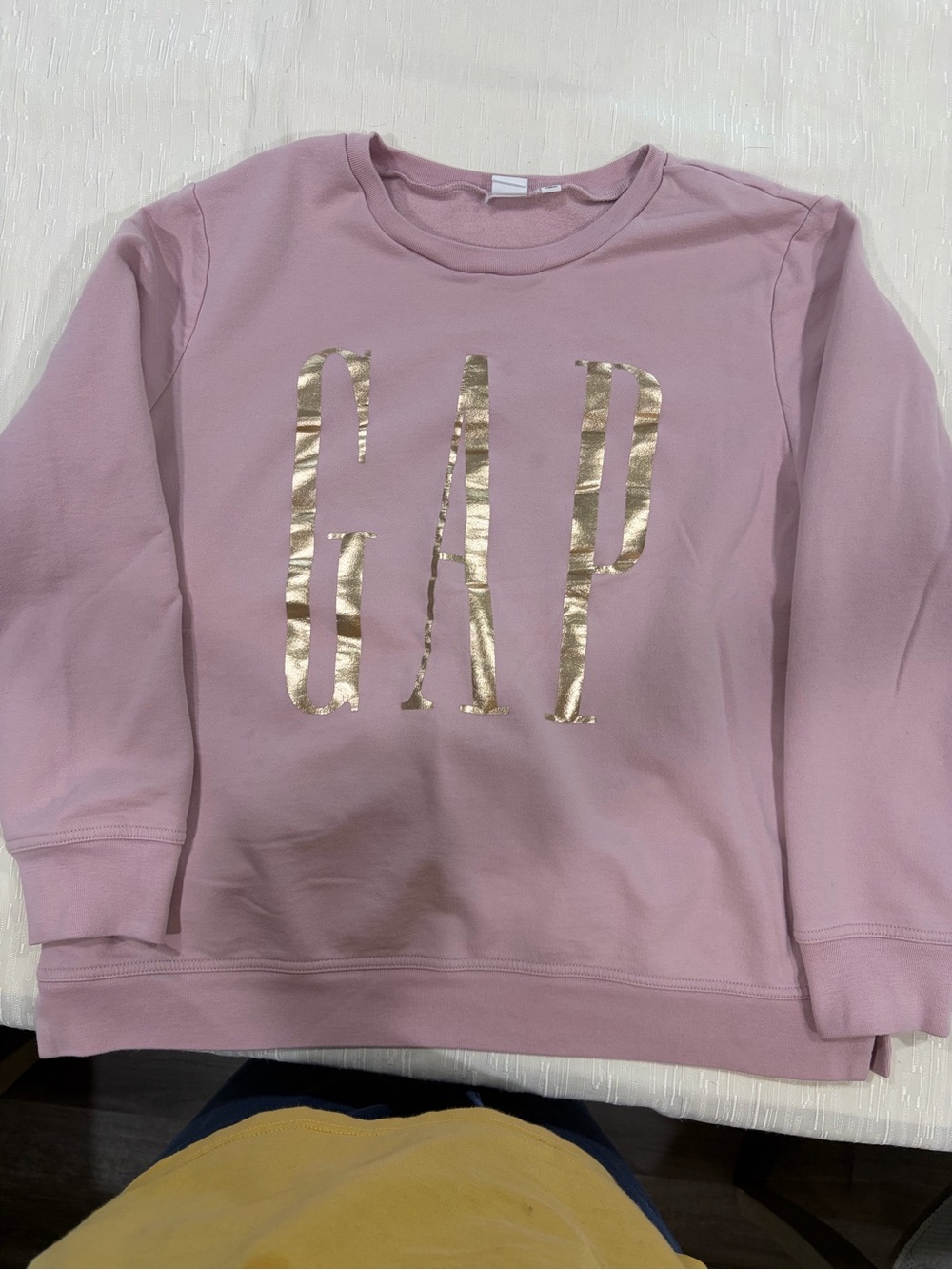 GAP Pink Sweatshirt with Gold Logo and sage green with silver